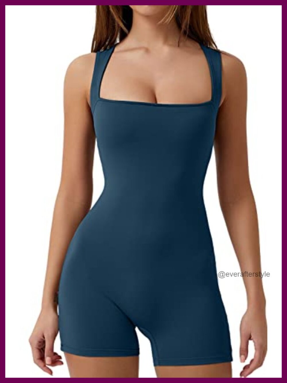Strappy Square Neck Tank Top Bodycon Stretch Shorts Jumpsuit Romper